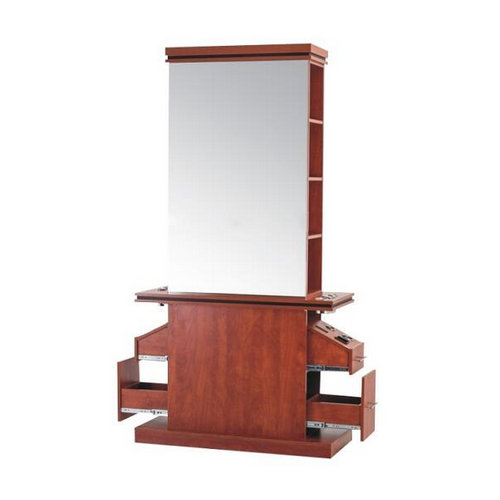 Luxury double styling cabinet station hairdressing unit equipment beauty makeup mirror salon barber furniture