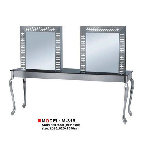 Double styling station hairdressing unit equipment beauty makeup mirror salon barber furniture with light