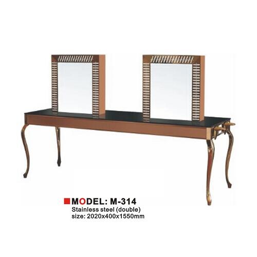 Double styling station hairdressing unit equipment beauty bath makeup mirror salon barber furniture with light