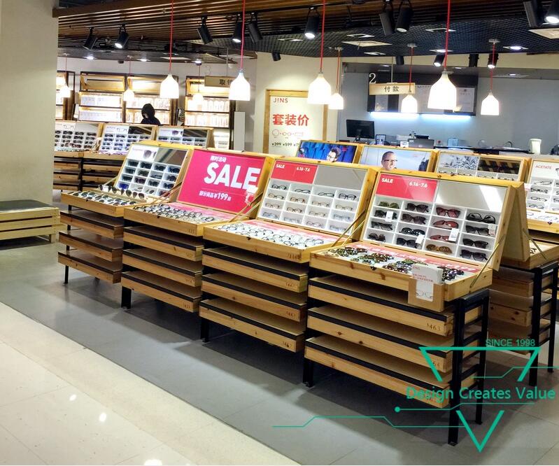Store Furniture Wooden Eyewear Showcase Counter Optical Glass Sunglasses Display Cabinet