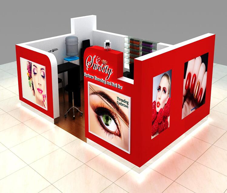 China nail bar manicure art kiosk 3D plan design nail mall salon station display